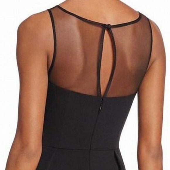 Aidan Mattox Crepe Mesh Cocktail Dress Black 10 - Picture 7 of 8